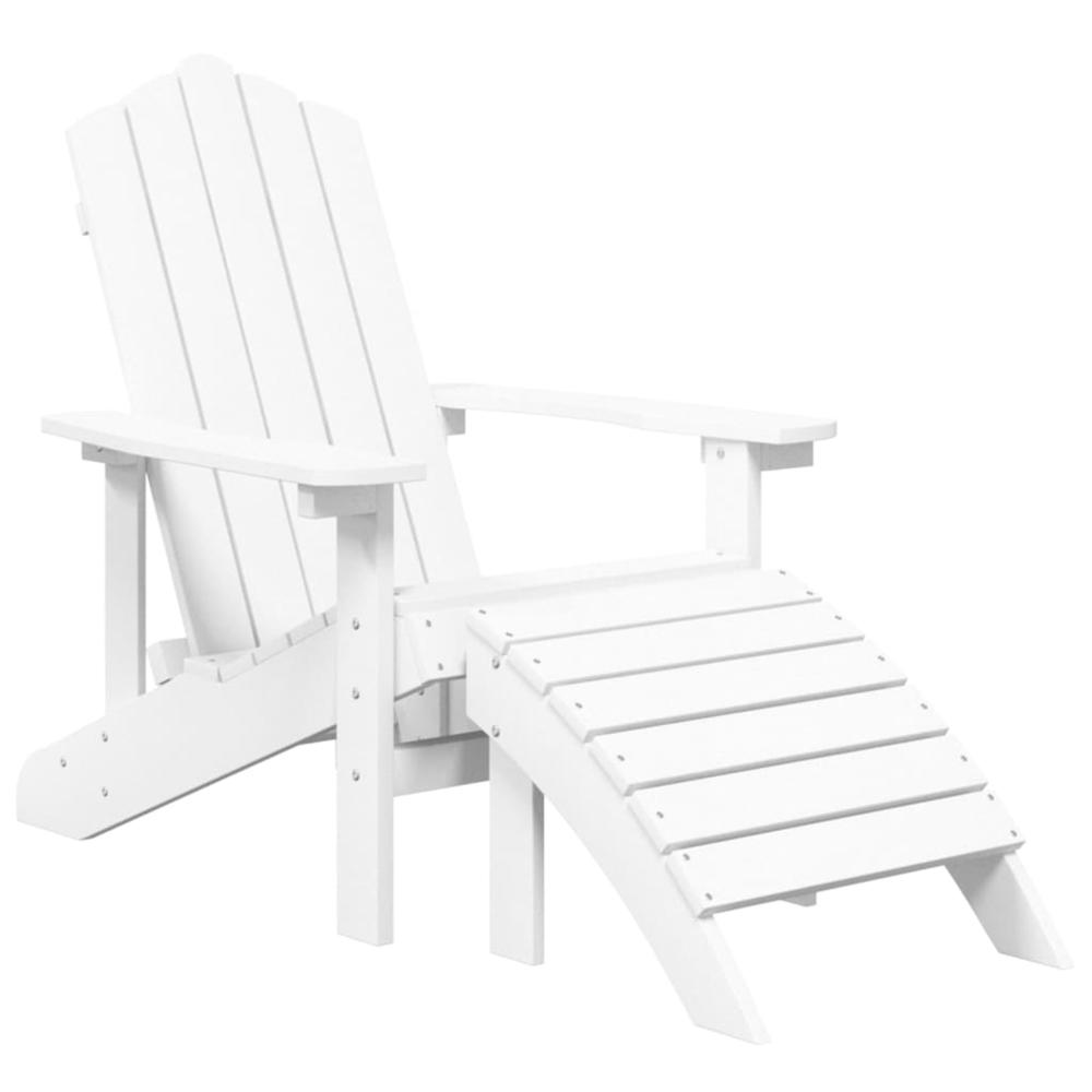 Patio Adirondack Chair with Footstool & Table HDPE White. Picture 2