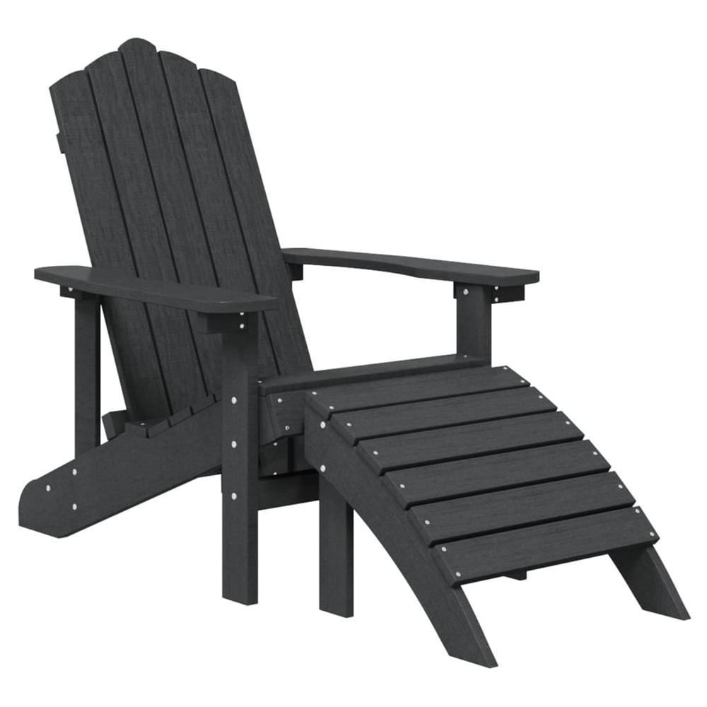 Patio Adirondack Chair with Footstool & Table HDPE Anthracite. Picture 2
