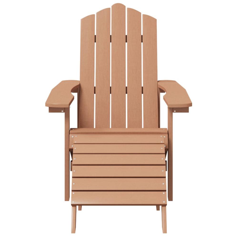 Patio Adirondack Chair with Footstool & Table HDPE Brown. Picture 3