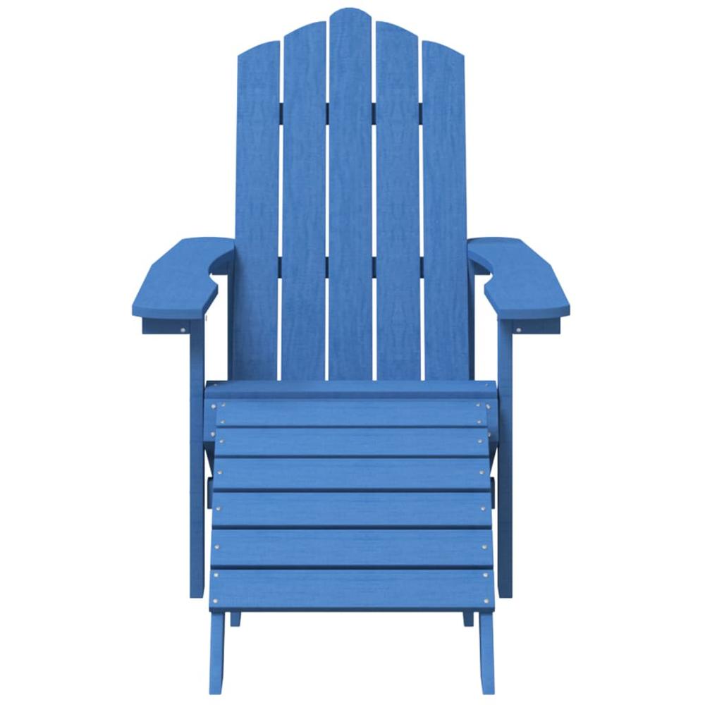 Patio Adirondack Chairs with Footstool & Table HDPE Aqua Blue. Picture 3
