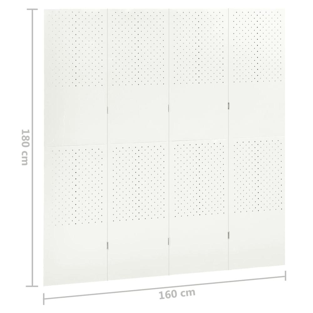 vidaXL 4-Panel Room Dividers 2 pcs White 63"x70.9" Steel. Picture 7