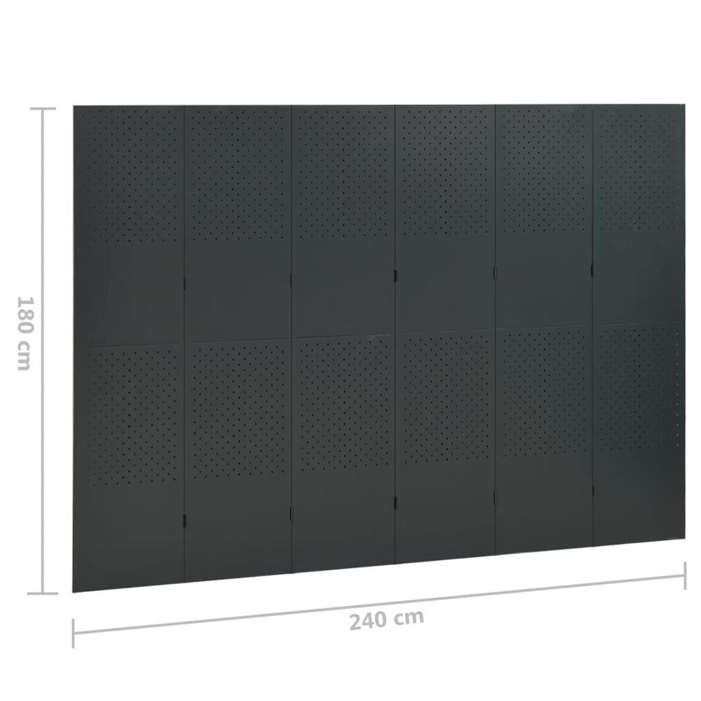 vidaXL 6-Panel Room Dividers 2 pcs Anthracite 94.5"x70.9" Steel. Picture 7
