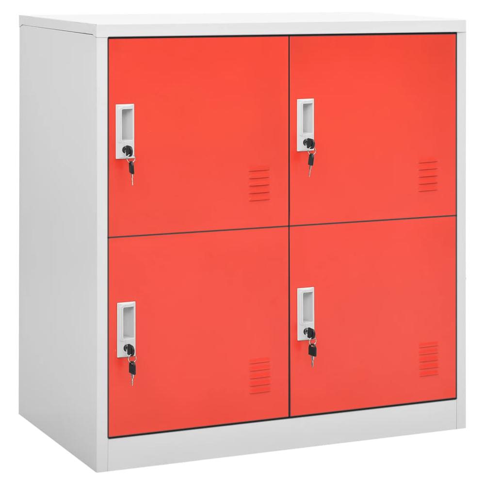 Locker Cabinets 2 pcs Light Gray and Red 35.4"x17.7"x36.4" Steel. Picture 1