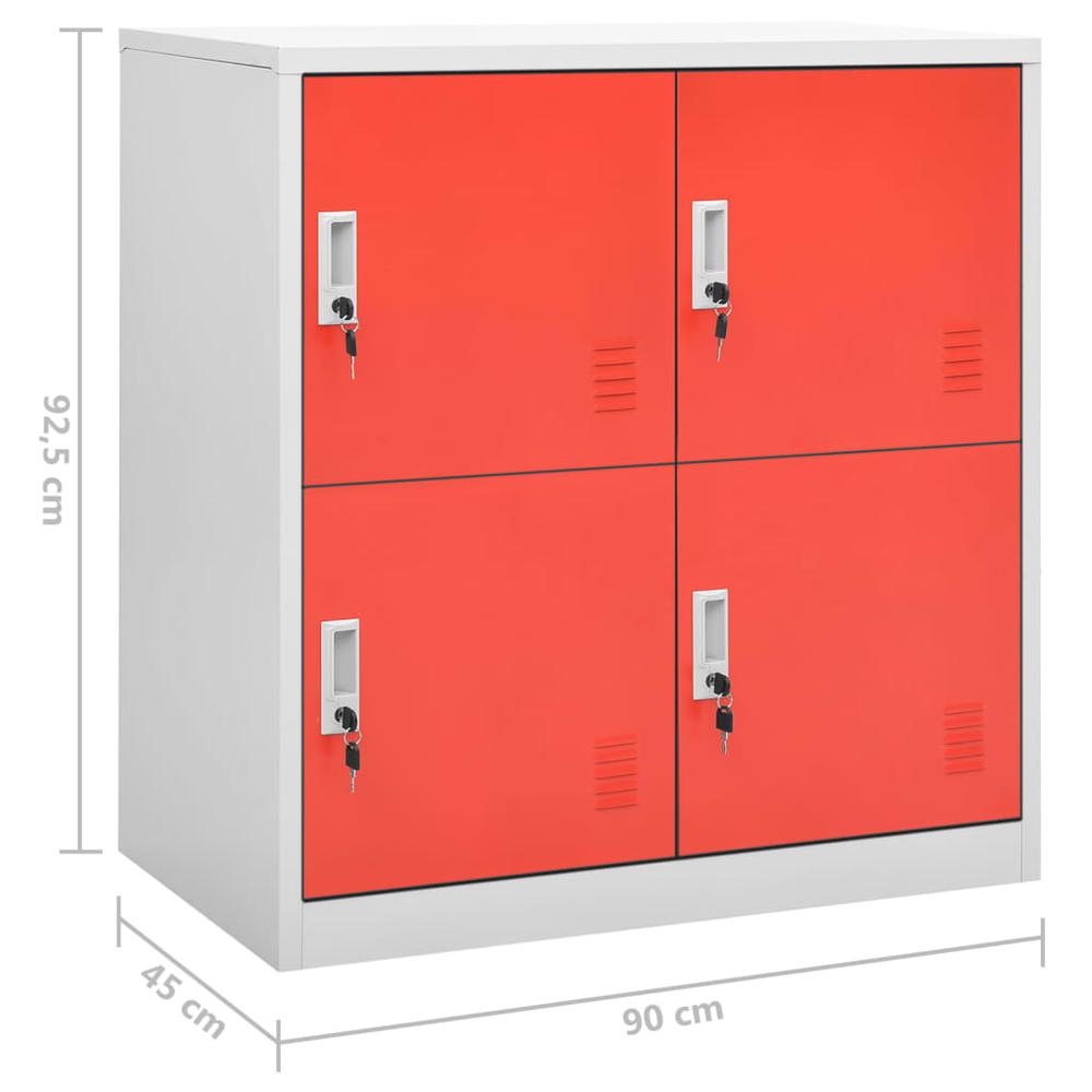 Locker Cabinets 2 pcs Light Gray and Red 35.4"x17.7"x36.4" Steel. Picture 7