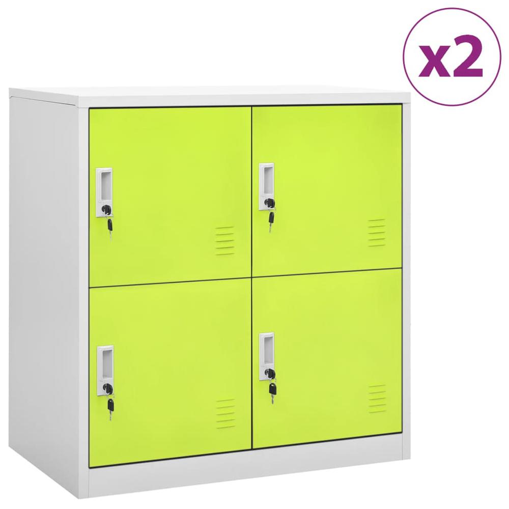 Locker Cabinets 2 pcs Light Gray and Green 35.4"x17.7"x36.4" Steel. Picture 9