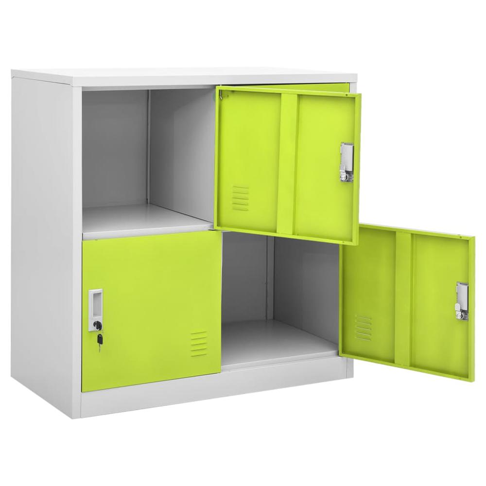 Locker Cabinets 2 pcs Light Gray and Green 35.4"x17.7"x36.4" Steel. Picture 5