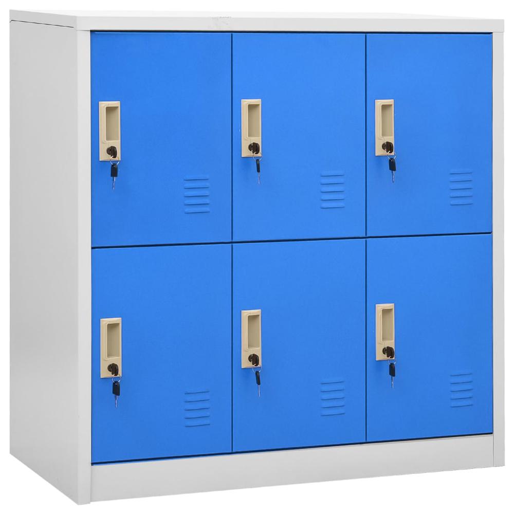 Locker Cabinets 2 pcs Light Gray and Blue 35.4"x17.7"x36.4" Steel. Picture 1