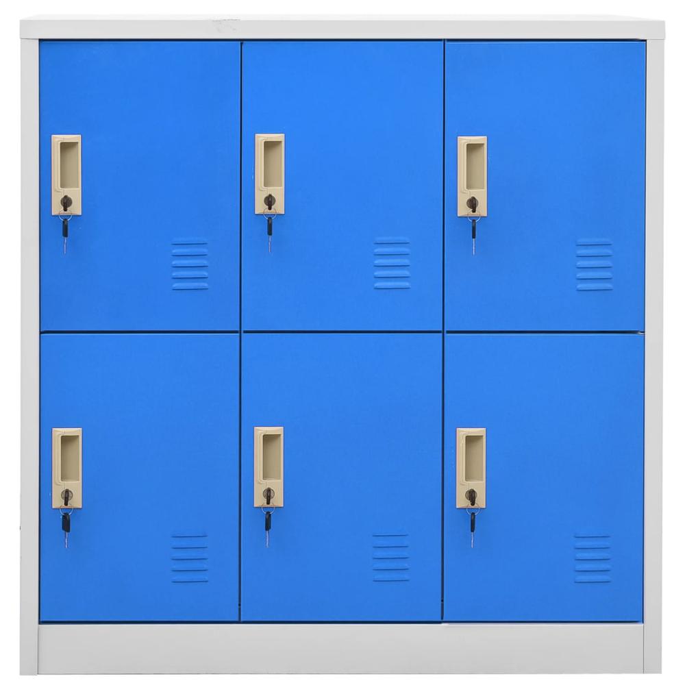 Locker Cabinets 2 pcs Light Gray and Blue 35.4"x17.7"x36.4" Steel. Picture 2