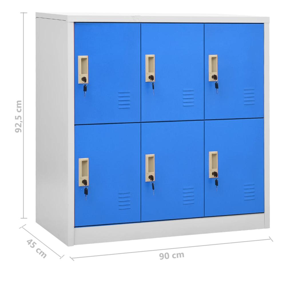 Locker Cabinets 2 pcs Light Gray and Blue 35.4"x17.7"x36.4" Steel. Picture 8