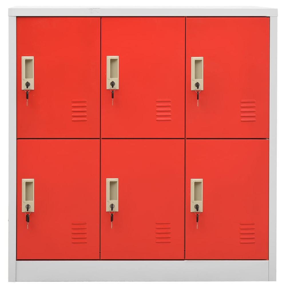Locker Cabinets 2 pcs Light Gray and Red 35.4"x17.7"x36.4" Steel. Picture 2