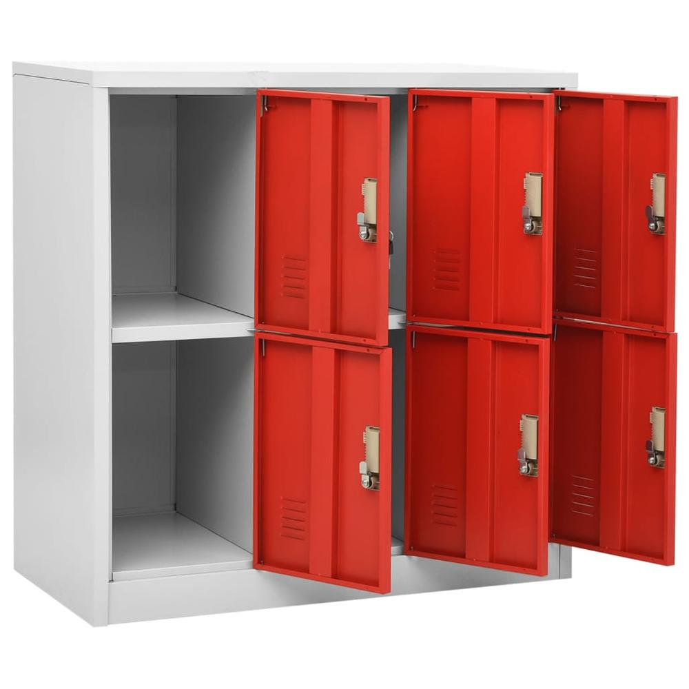 Locker Cabinets 2 pcs Light Gray and Red 35.4"x17.7"x36.4" Steel. Picture 5
