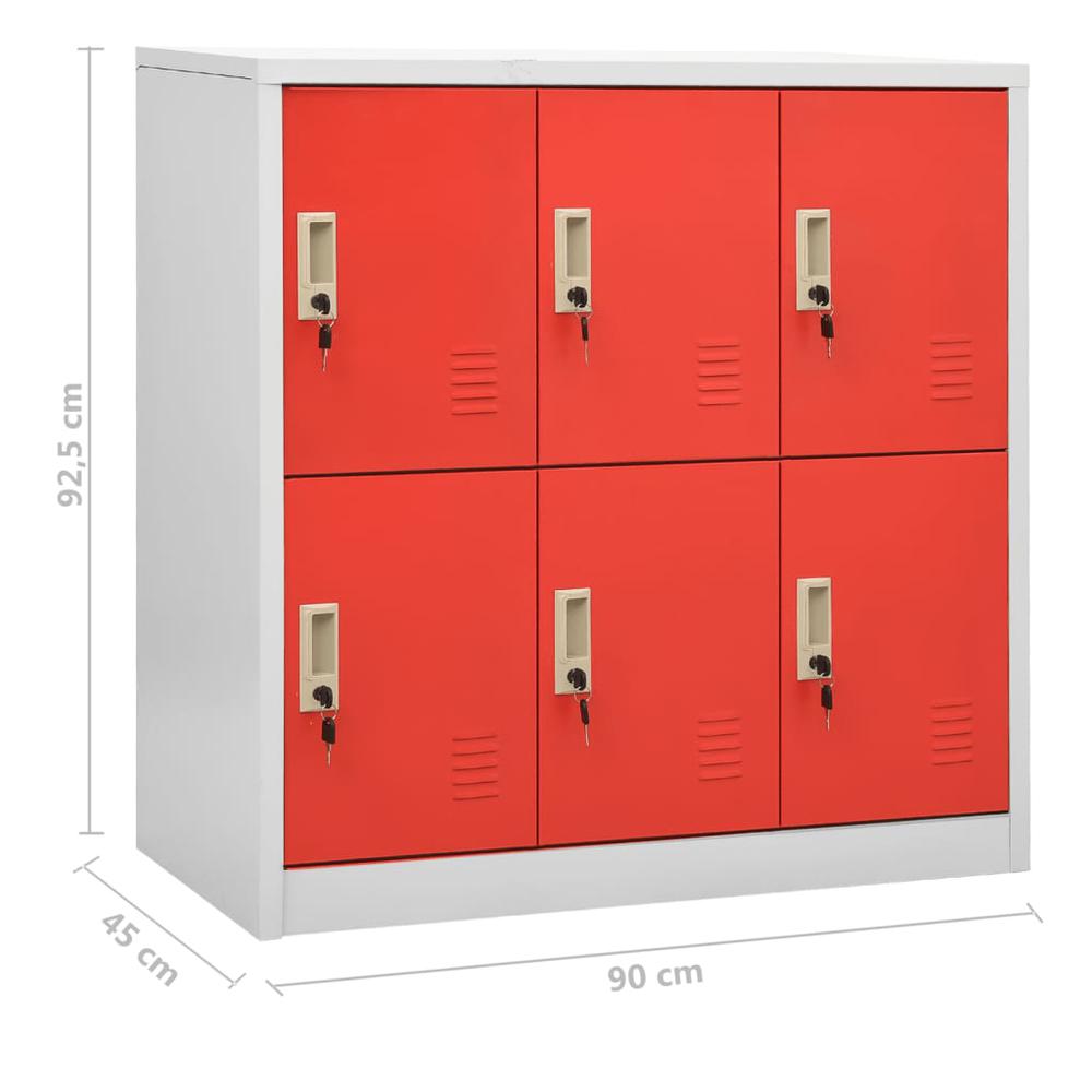 Locker Cabinets 2 pcs Light Gray and Red 35.4"x17.7"x36.4" Steel. Picture 8