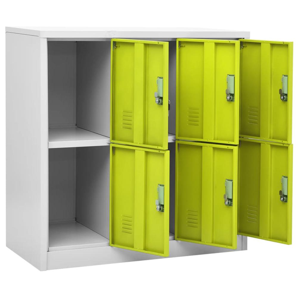 vidaXL Locker Cabinets 2 pcs Light Gray and Green 35.4"x17.7"x36.4" Steel, 3095234. Picture 6
