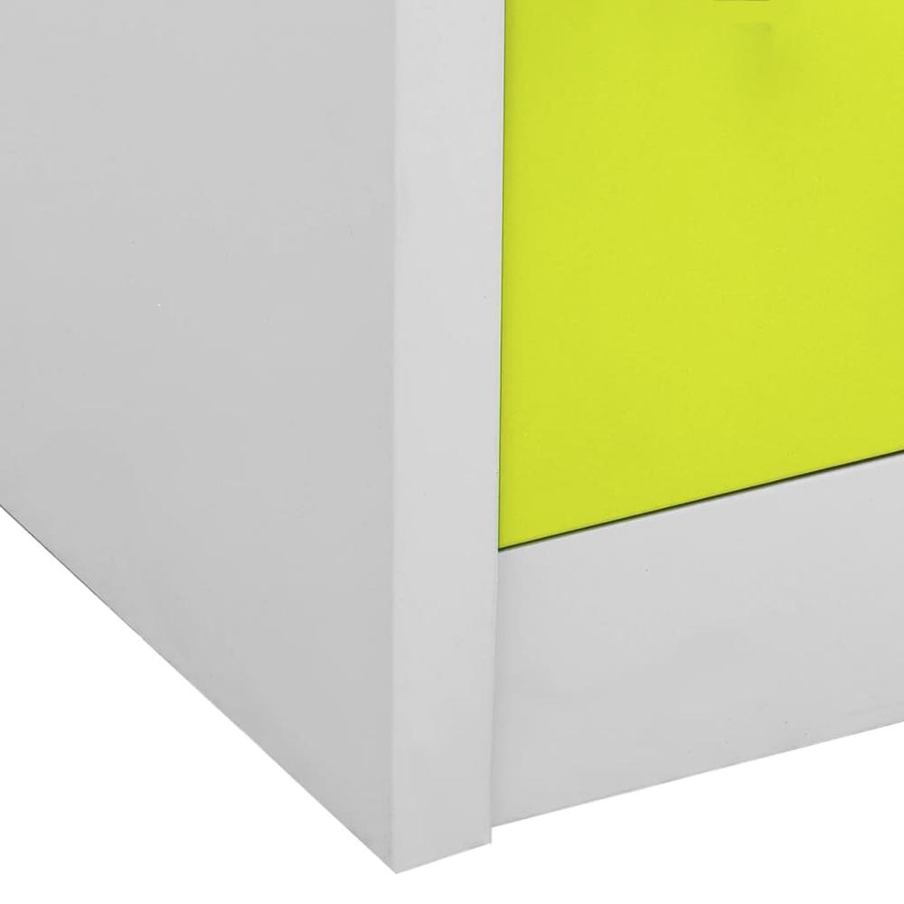 vidaXL Locker Cabinets 2 pcs Light Gray and Green 35.4"x17.7"x36.4" Steel, 3095234. Picture 7