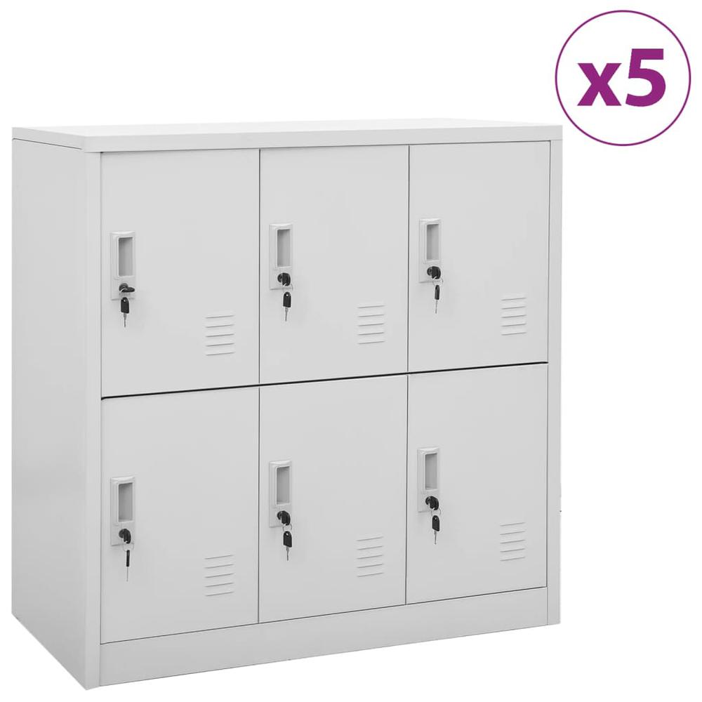 Locker Cabinets 5 pcs Light Gray 35.4"x17.7"x36.4" Steel. Picture 10
