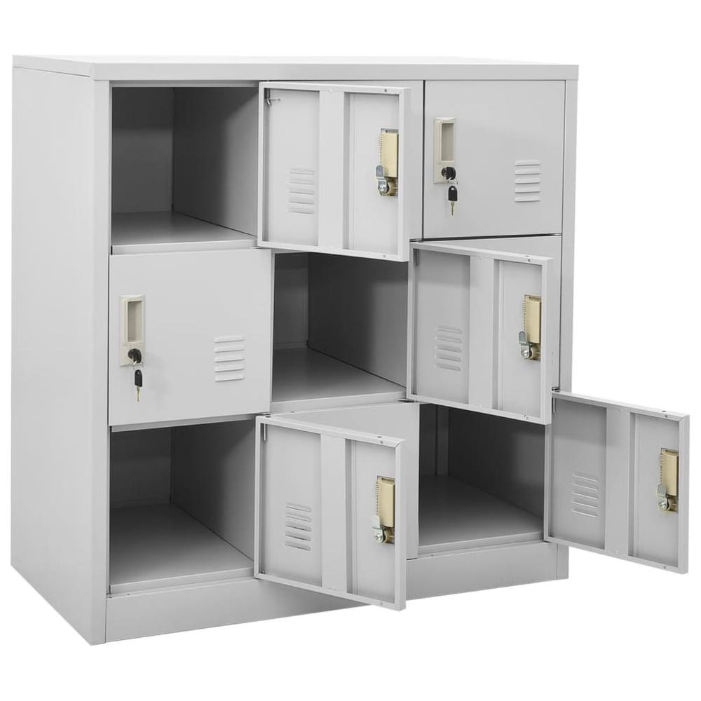 vidaXL Locker Cabinets 2 pcs Light Gray 35.4"x17.7"x36.4" Steel, 3095239. Picture 6