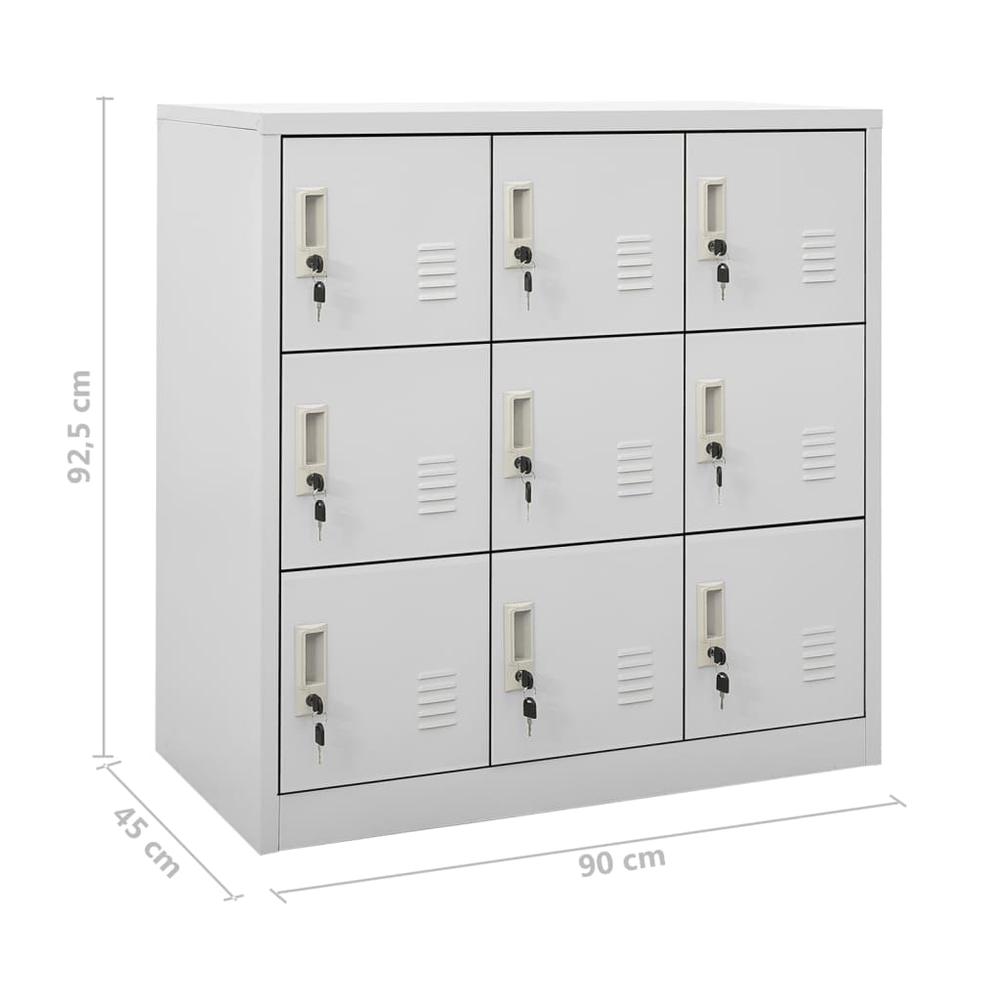 vidaXL Locker Cabinets 2 pcs Light Gray 35.4"x17.7"x36.4" Steel, 3095239. Picture 9