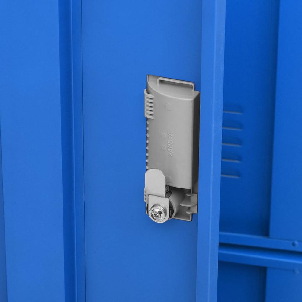 vidaXL Locker Cabinets 2 pcs Light Gray and Blue 35.4"x17.7"x36.4" Steel. Picture 8