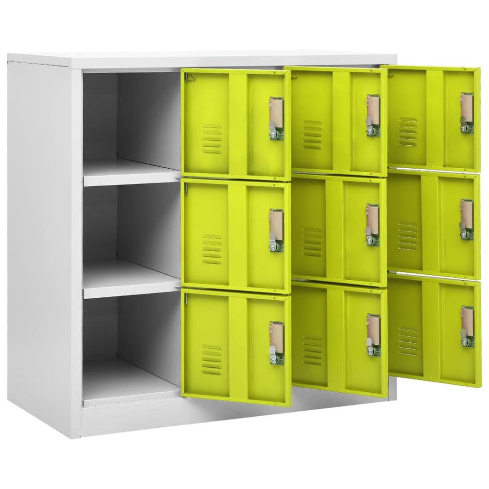 vidaXL Locker Cabinets 2 pcs Light Gray and Green 35.4"x17.7"x36.4" Steel, 3095242. Picture 6