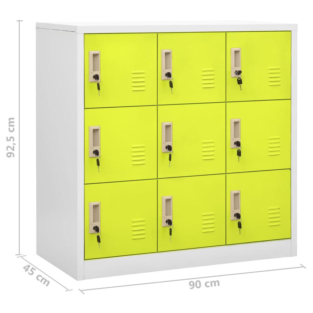 vidaXL Locker Cabinets 2 pcs Light Gray and Green 35.4"x17.7"x36.4" Steel, 3095242. Picture 9