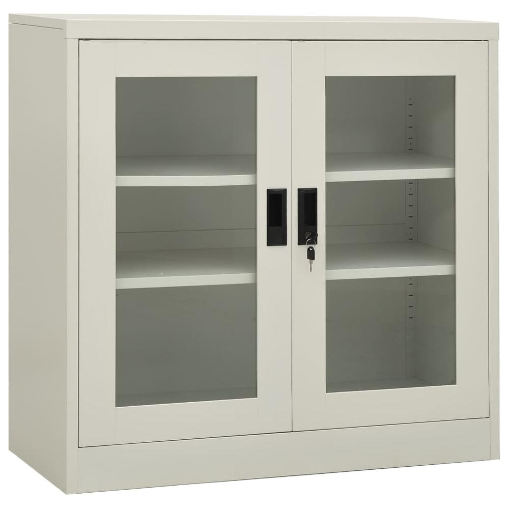 vidaXL Office Cabinet with Planter Box Light Gray 35.4"x15.7"x44.5" Steel. Picture 5