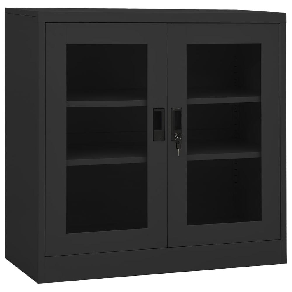 vidaXL Office Cabinet with Planter Box Anthracite 35.4"x15.7"x44.5" Steel. Picture 5