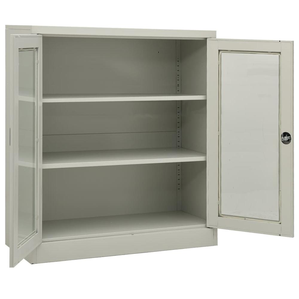 vidaXL Office Cabinet with Planter Box Light Gray 35.4"x15.7"x50.4" Steel. Picture 7