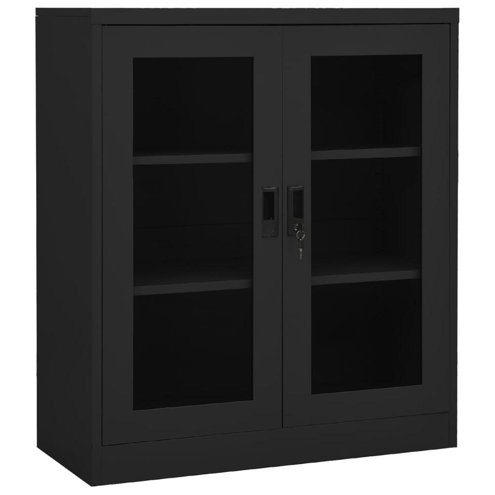 vidaXL Office Cabinet with Planter Box Anthracite 35.4"x15.7"x50.4" Steel. Picture 5