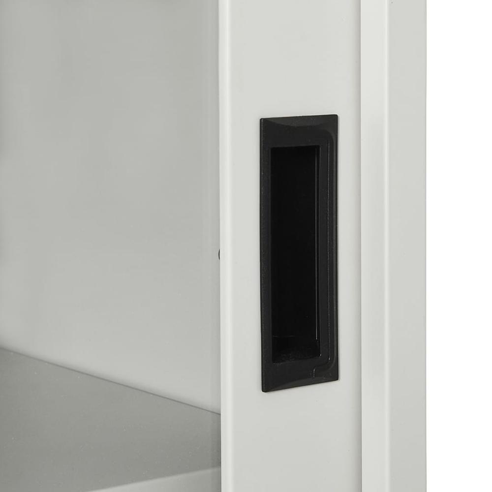 vidaXL Sliding Door Cabinet with Planter Box Light Gray Steel, 3095266. Picture 7
