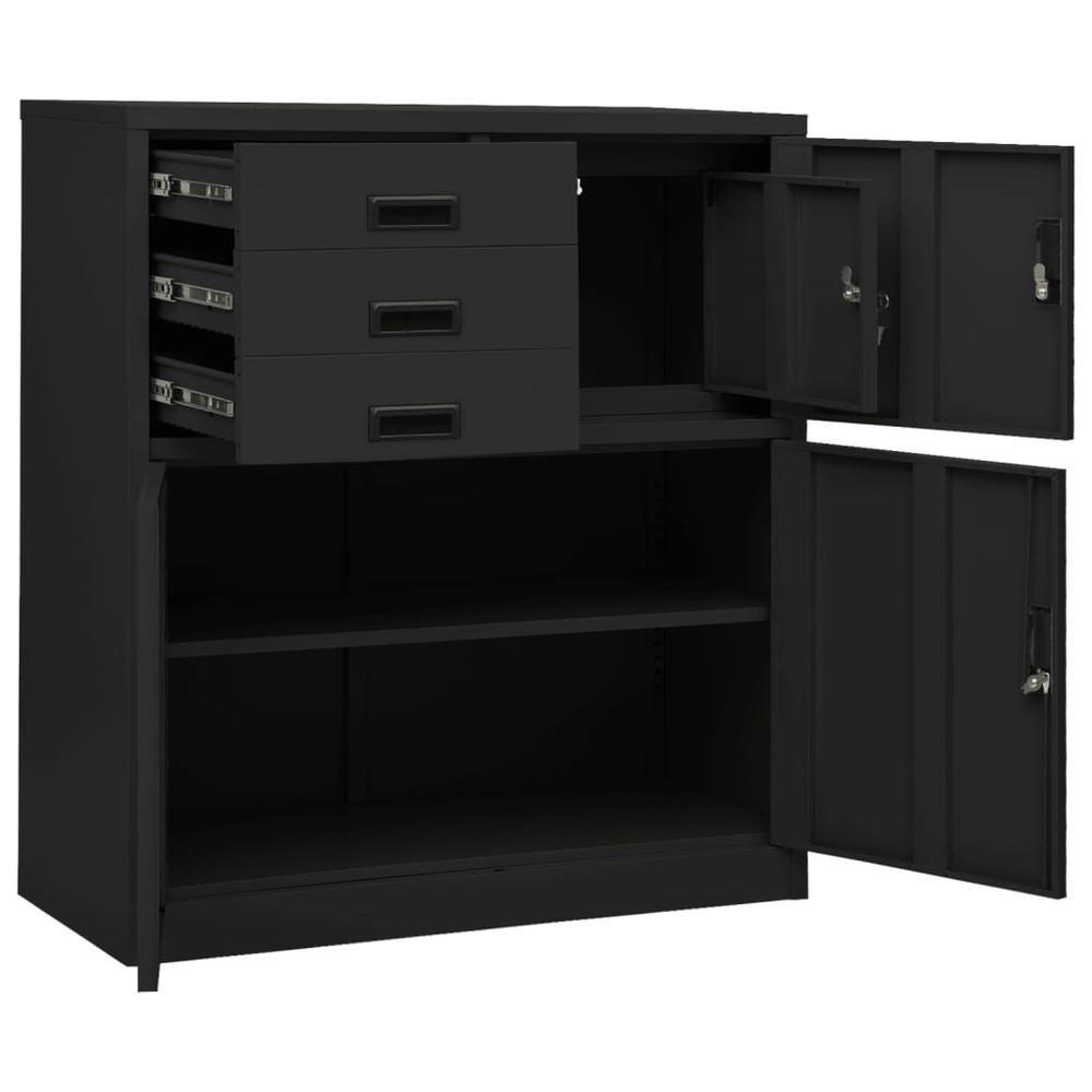 vidaXL Office Cabinet with Planter Box Anthracite 35.4"x15.7"x49.2" Steel, 3095269. Picture 6