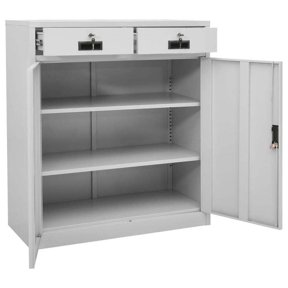 vidaXL Office Cabinet with Planter Box Light Gray 35.4"x15.7"x49.2" Steel, 3095270. Picture 6