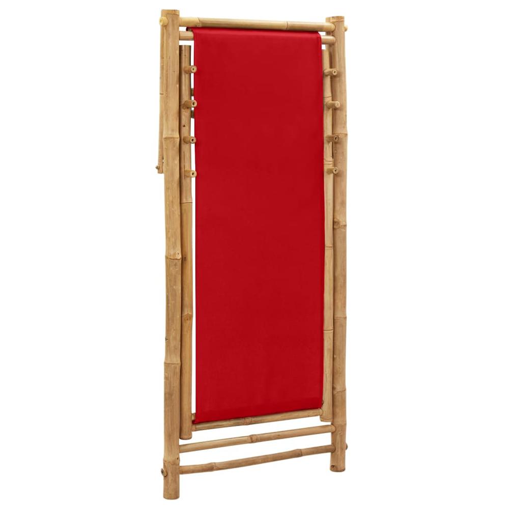 vidaXL Deck Chair Bamboo and Canvas Red, 318592. Picture 6
