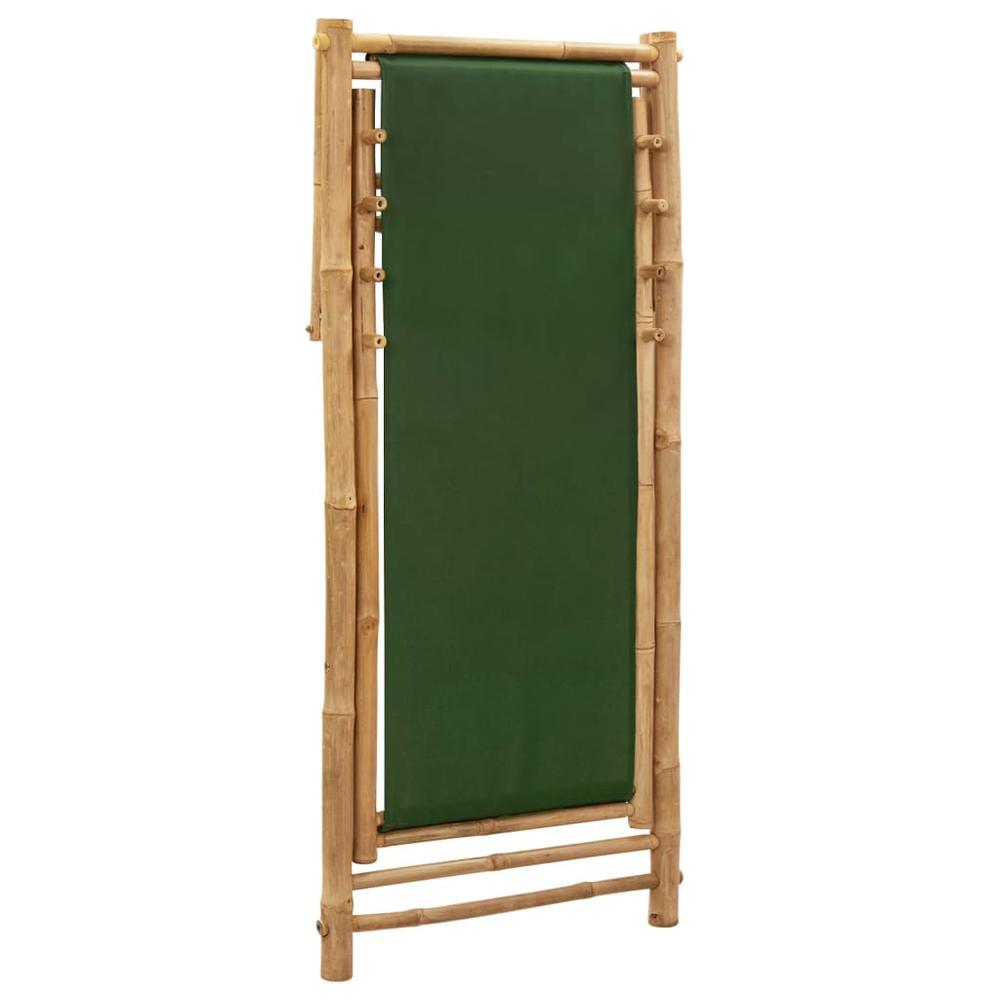 vidaXL Deck Chair Bamboo and Canvas Green, 318593. Picture 6