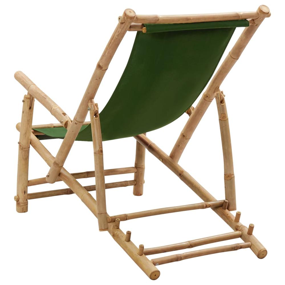 vidaXL Deck Chair Bamboo and Canvas Green, 318598. Picture 5