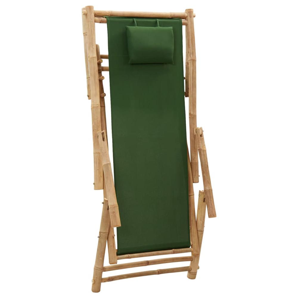 vidaXL Deck Chair Bamboo and Canvas Green, 318598. Picture 6