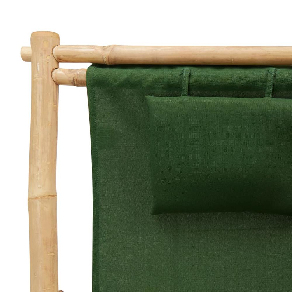 vidaXL Deck Chair Bamboo and Canvas Green, 318598. Picture 7