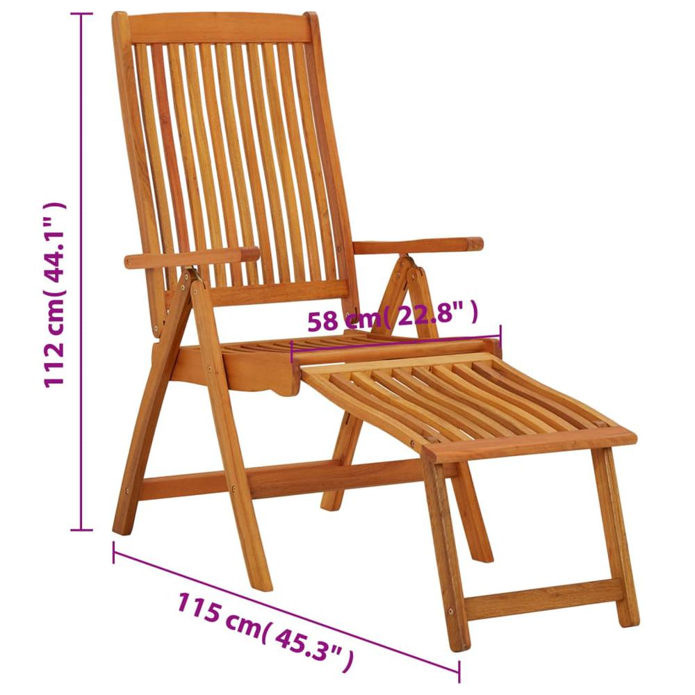 Folding Patio Chairs with Footrests 2 pcs Solid Wood Eucalyptus. Picture 9