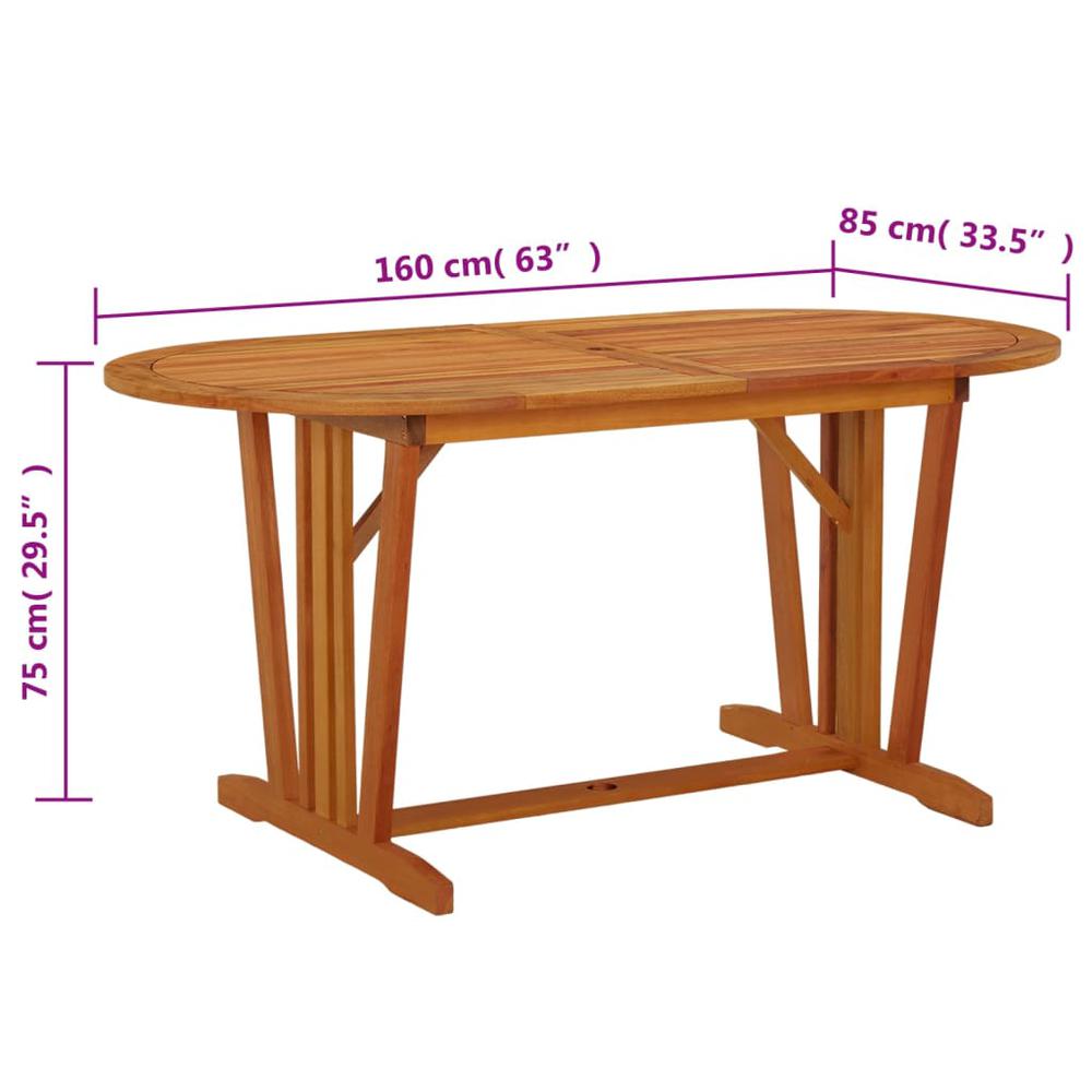 Patio Table 63"x33.5"x29.5" Solid Wood Eucalyptus. Picture 4