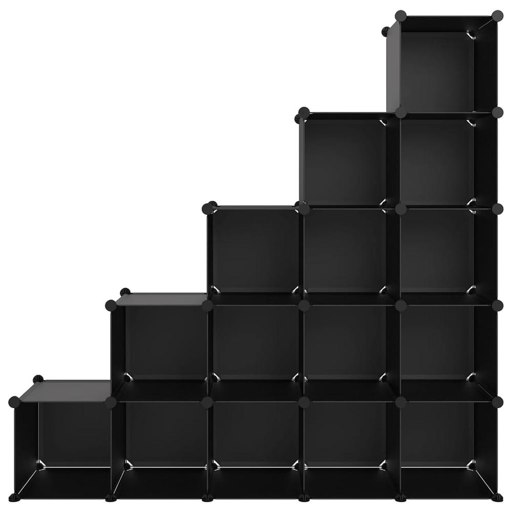 Storage Cube Organizer with 15 Cubes Black PP. Picture 2
