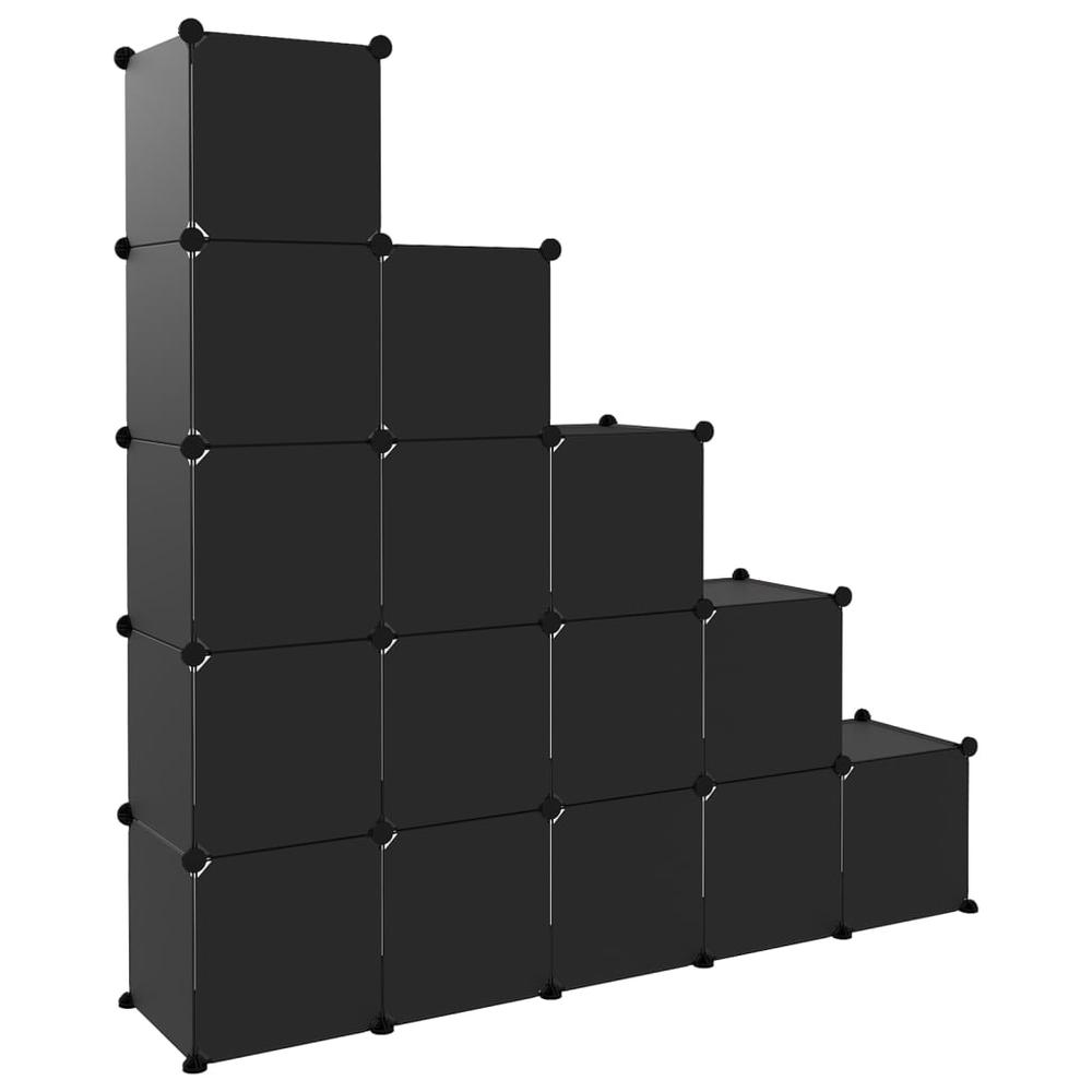Storage Cube Organizer with 15 Cubes Black PP. Picture 4