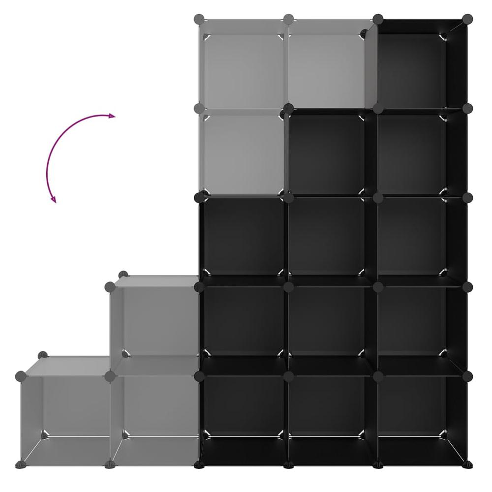 Storage Cube Organizer with 15 Cubes Black PP. Picture 5