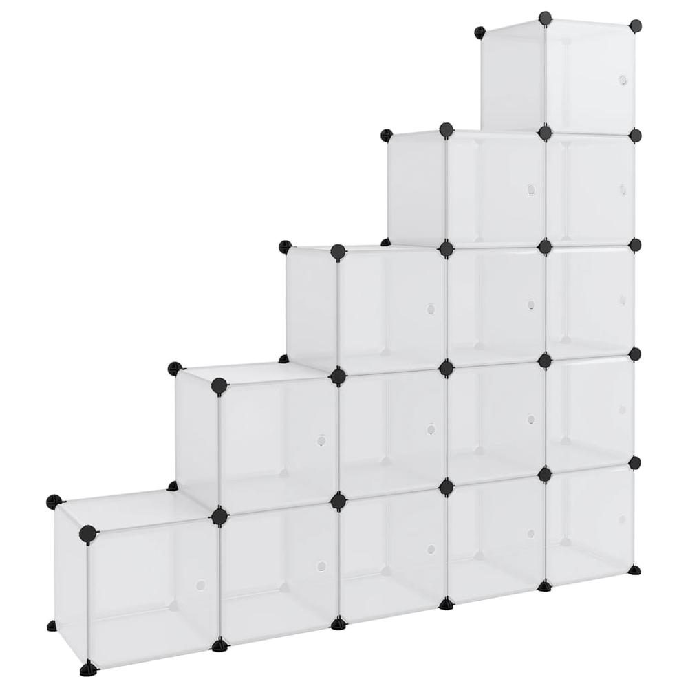 Storage Cube Organizer with 15 Cubes and Doors Transparent PP. Picture 1