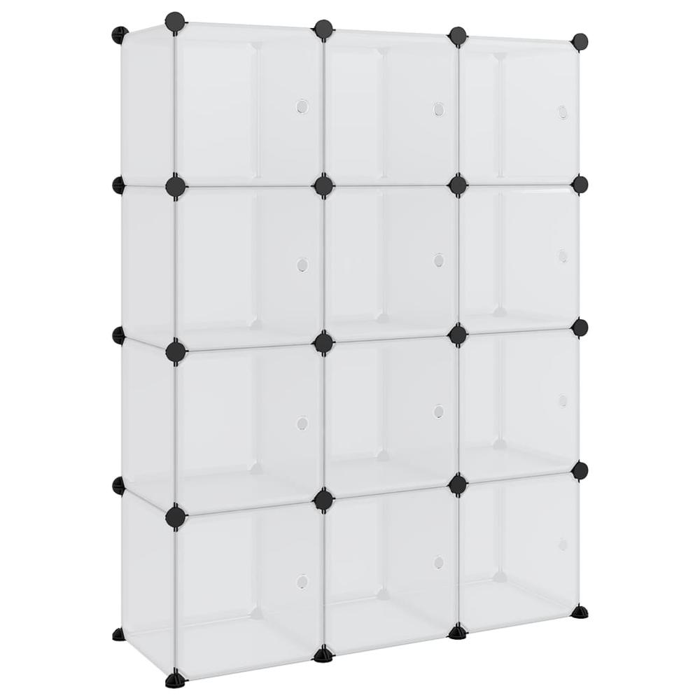 Storage Cube Organizer with 12 Cubes and Doors Transparent PP. Picture 1