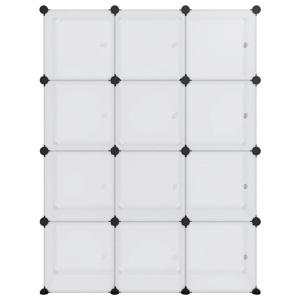 Storage Cube Organizer with 12 Cubes and Doors Transparent PP. Picture 2