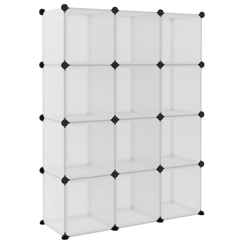 Storage Cube Organizer with 12 Cubes and Doors Transparent PP. Picture 5