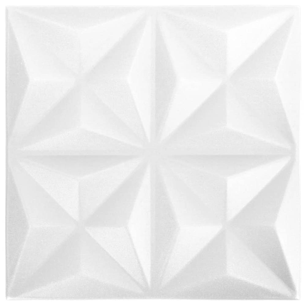 3D Wall Panels 48 pcs 19.7"x19.7" Origami White 129.2 ftÂ². Picture 1