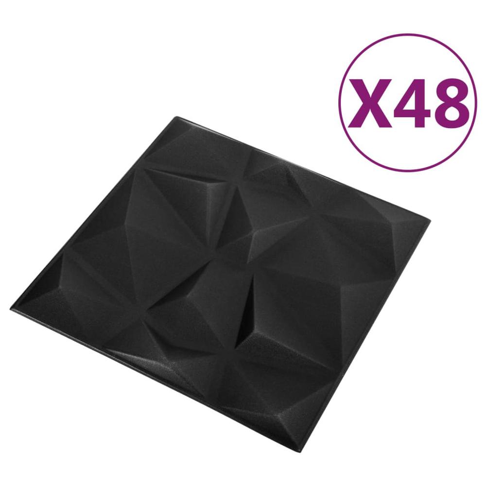 3D Wall Panels 48 pcs 19.7"x19.7" Diamond Black 129.2 ftÂ². Picture 2