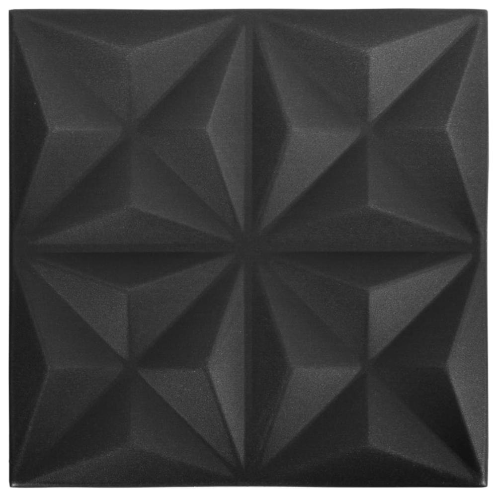 3D Wall Panels 24 pcs 19.7"x19.7" Origami Black 64.6 ftÂ². Picture 1