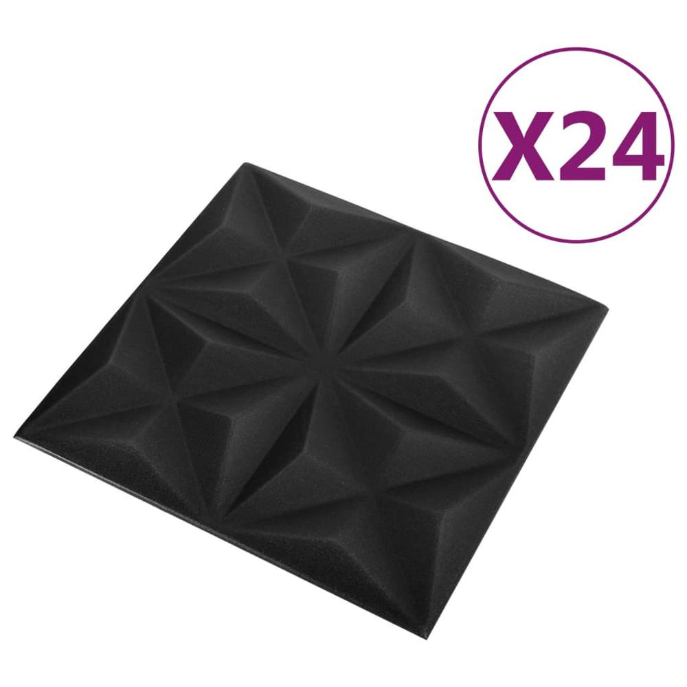 3D Wall Panels 24 pcs 19.7"x19.7" Origami Black 64.6 ftÂ². Picture 2