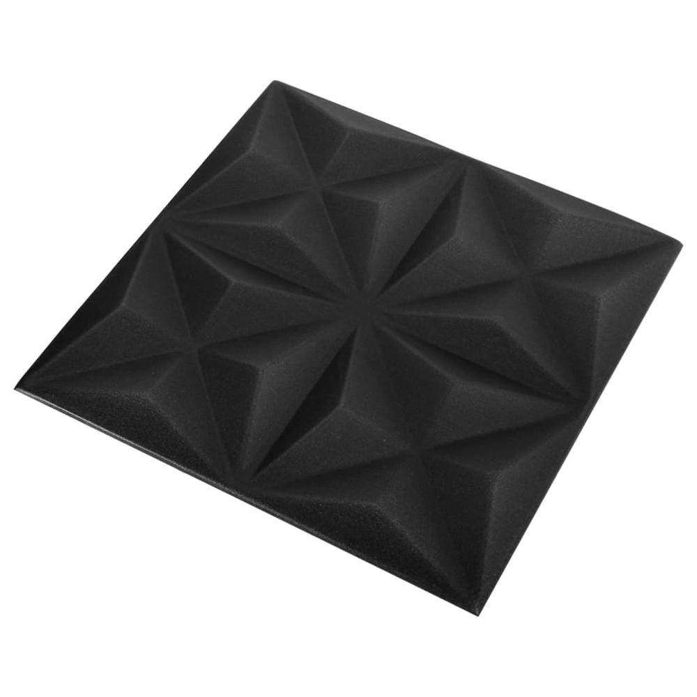 3D Wall Panels 24 pcs 19.7"x19.7" Origami Black 64.6 ftÂ². Picture 3